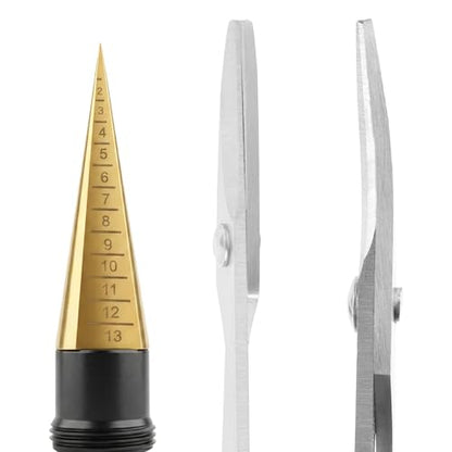 RC Body Reamer 0-14mm Hole Puncher with Sleeve & Curved & Straight Scissors & 8 Pieces Body Clips Set Cars Body Mounting for RC Vehicle Truck Plastic Body Shell Cover Repair Tools (Gold)