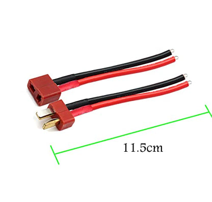 5 Pairs T Plug Connector Female and Male with 14AWG Silicon Wire | for RC Lipo Battery Cable Drone,RC Airplane Quadcopter Car Boat Lipo Battery connectors - size: T cable