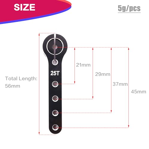 25T Metal Servo Arm 56mm for 30-100CC Balsa Airplanes 1/10 RC(Red+Black) | Extension Servo Horn for 1/10 Car Boat Futaba HSP Wltoys Axial SCX10 Parts,CNC Machining - color: Black+red