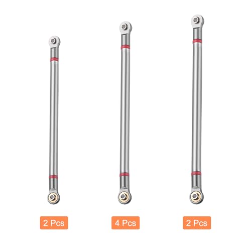 MECCANIXITY 8pcs Wheel Base Link Rod Linkage Aluminum Alloy 313mm Wheel Base Upper Lower Link Rod Chassis Linkage for SCX10 1/10 RC Car Crawler Upgrade Parts,Titanium Grey - color: Titanium Grey