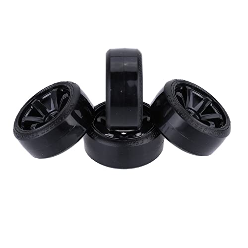 GoolRC 4PCS/Set 1/10 Drift Car Tires Hard Tyre Replacement for Traxxas HSP Tamiya HPI Kyosho On-Road Drifting Car (Black) - color: Black