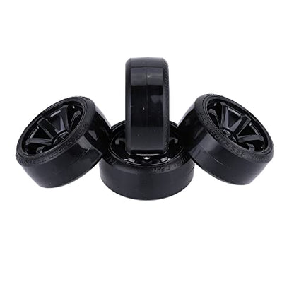 GoolRC 4PCS/Set 1/10 Drift Car Tires Hard Tyre Replacement for Traxxas HSP Tamiya HPI Kyosho On-Road Drifting Car (Black) - color: Black