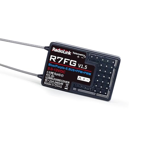 DTXMX R7FG 7CH RC Gyro Receiver for Radiolink RC6GS V3/ RC4GS V3/ RC8X | 7 Channels 2.4GHz | Voltage Telemetry