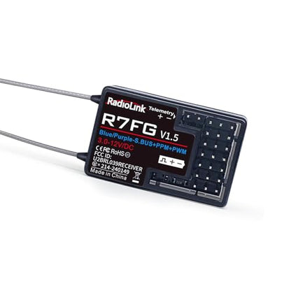 DTXMX R7FG 7CH RC Gyro Receiver for Radiolink RC6GS V3/ RC4GS V3/ RC8X | 7 Channels 2.4GHz | Voltage Telemetry