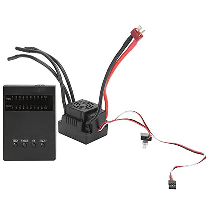 Waterproof 120A Brushless ESC for RC Car, High Performance RC Brushless ESC with Programming Card, 2-4S LiPo 4-8S NiMh Compatible, Built - in Cooling Fan and Multiple Protectio