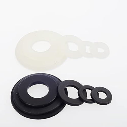 420 Pcs Black/White Nylon Flat Washers Assortment Kit | Suitable for M2 M2.5 M3 M4 M5 M6 M8 M10 M12 Screws and Bolt