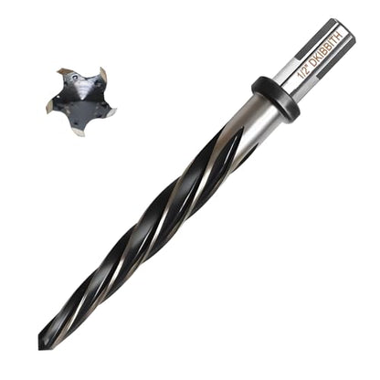 1/2” Bridge Construction Reamer Drill Bit, M2 HSS Taper Chucking Reamer for Steel Alloy Metal Wood Plastic, 1/2" Non-Slip Shank, 5-Spiral Flutes Car Reamer, to Align or Enlarge Holes, 12mm - size: 1/2”