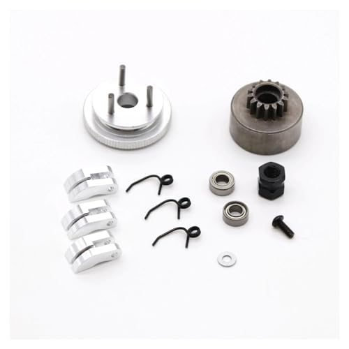 RC Car Accessories Compatible with 1/8 RC Car Bearing Clutch Bell Shoes Nut Springs Parts Accessories 14T Gear Flywheel Assembly(White) - color: White