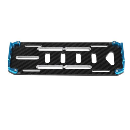 RC Battery Mount Plate, Aluminium Alloy Carbon Fiber Battery Protective Plate 15.5x6.2x1.5cm/6.10x2.44x0.59in Mounting Board for 1/10 Scale RC Car (Blue) - color: Blue