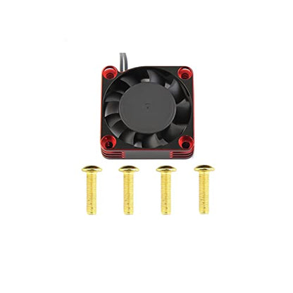 Lifehead 28000RPM Motor and ESC Cooling Fan Cooler RC Aluminum Cooling Fan for RC car 1/8 1/10 1/12 Scale 540 550 and Other Brushed/brushless Motors (red + Gold) 40 * 40mm - color: Red (40*40*10mm)