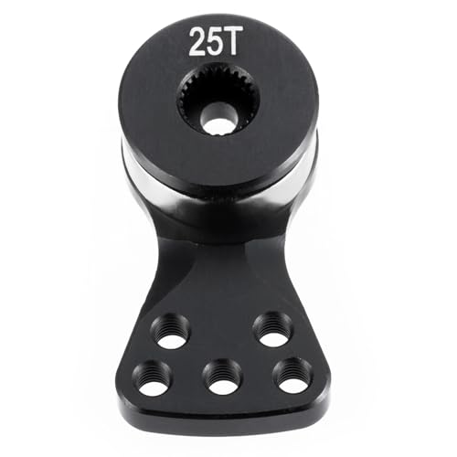 Aluminum Alloy 25T Servo Saver 5 Holes Adjustable Hi-Torque Servo Saver Horn 25T Compatible with Futaba Tamiya Servos 1/10 RC Car Crawler SCX10 Capra TRX4 TRX6 RC Boat Parts (Black-L) - color: Black-l