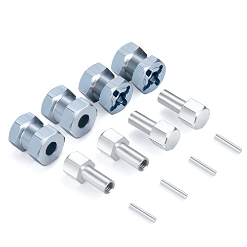 RC 12mm Wheel Hex Drive Hubs Combiner Coupler Aluminum 15mm Offset Extension Drive Adapter for 1/10 Axial SCX10 Wraith RC Crawler Car Upgrade Parts (Titanium) - color: Titanium