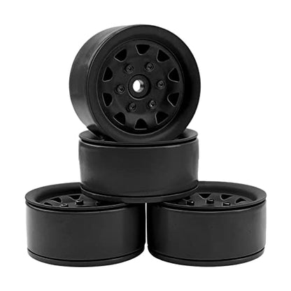 4Pcs ShareGoo Metal Wheel Hub Rims 1.9 Inch Beadlock Wheel Rim 25.5mm Thickness Compatible with Axial SCX10 90046 Wraith Traxxas TRX4 D90 Tamiya CC01 1/10 RC Crawler Car (Black) - color: Black
