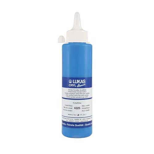 Lukas Cryl Liquid Soft Body Acrylic Paints for Painting - Professional Low Viscosity - 250 ml Bottle Cobalt Blue - color: Cobalt Blue