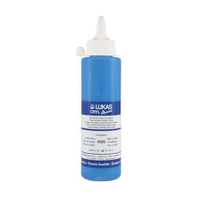 Lukas Cryl Liquid Soft Body Acrylic Paints for Painting - Professional Low Viscosity - 250 ml Bottle Cobalt Blue - color: Cobalt Blue