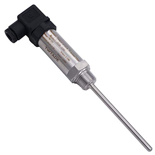 TWTADE Industrial Temperature Sensor Temperature Transmitter -50°C~+150°C, 2-Wire 4-20mA Signal Output 1/2" NPT, Male Thread, Probe Rod Length: 100MM - size: 1/2"NPT-100mm
