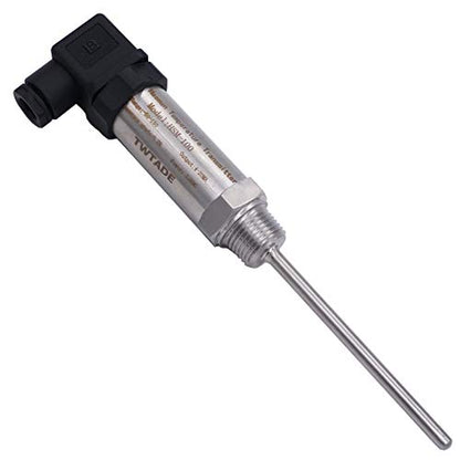 TWTADE Industrial Temperature Sensor Temperature Transmitter -50°C~+150°C, 2-Wire 4-20mA Signal Output 1/2" NPT, Male Thread, Probe Rod Length: 100MM - size: 1/2"NPT-100mm