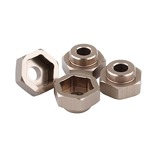 4 Sets 12mm to 17mm Hub Hex Adaptor Converter & Locknut & Wrench Upgrade Parts for 1/8 RC Wheels Fit 1/10 On-Road Off Road Car Tamiya Axial Traxxas HPI HSP Losi Kyosho Redcat, Titanium - color: Titanium
