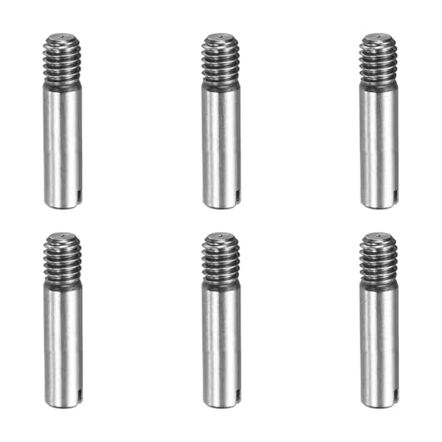 MECCANIXITY 6 Pcs M4 x 12mm Slotted Cylindrical Pins, 304 Stainless Steel Dowel External Thread Locating Parallel Pins Shelf Support Peg Pin for Furniture Installation, DIY Project - size: M4 x 12mm