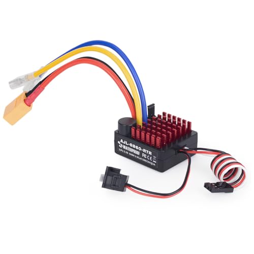 2-3s 60A Brushed ESC Waterproof Electronic Speed Controller with Switch Mode BEC for 1/10 Scale RC Crawler Car Trucks Upgrade (XT60 Plug) - style: XT60 Plug