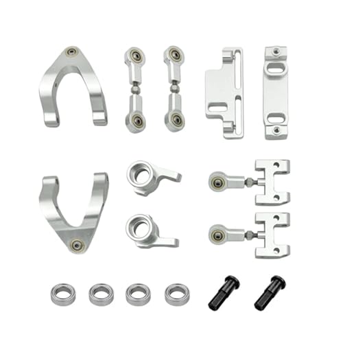 RC Vehicles Parts for WPL D12 D42 rc Car Spare Parts Upgrade Metal Steering Cup Upper Lower for Swing Arm for Seat Slider Turning Block(Silver) - color: Silver