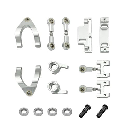 RC Vehicles Parts for WPL D12 D42 rc Car Spare Parts Upgrade Metal Steering Cup Upper Lower for Swing Arm for Seat Slider Turning Block(Silver) - color: Silver