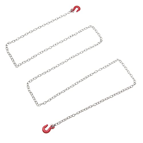 1/10 RC Metal Tow Hook with Trailer Tow Chain Buckle Shackles RC Decorations Accessories Compatible with Axial SCX10 Traxxas TRX4 90046 Tamiya CC01 D90 TF2 1/10 RC Crawler Car
