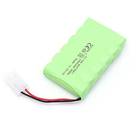 7.2V 2400mAh Ni-MH Battery with Tamiya Connector for RC Car Remote Toy | Electric Toy Truck, Construction-Dumper Remote Control, AA Battery, USB Charging Cable, KET Tamiya Connector, Fits RC dumper