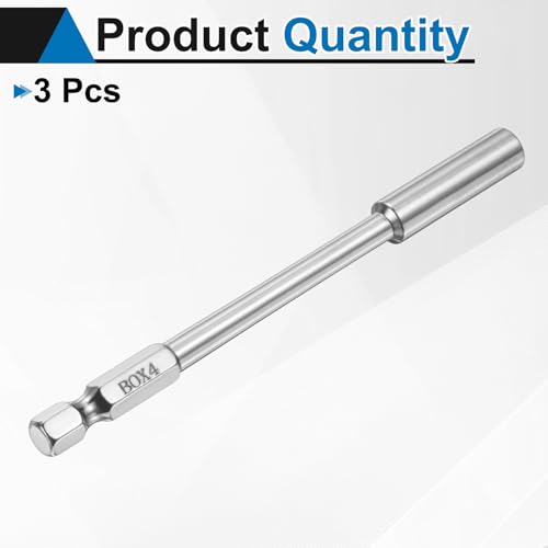 HARFINGTON 3pcs Nut Driver Drill Bit 4mm Metric Socket 1/4" Hex Shank 3.94" (100mm) Long 6-Point Socket Quick Change CR-V Steel Bolt Setters for Power Drill Driver - size: 4mm