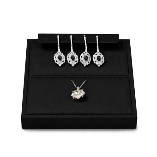 Oirlv Black Microfiber Jewelry Earring Necklace Tray | Soft Black Microfiber Meterial, 5.51"X5.51"X0.79" with Combination Earring/Necklace Display, Versatile Display Solution - style: P13707