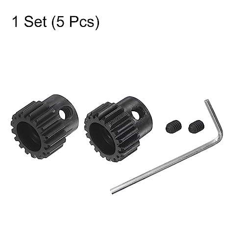 HARFINGTON 32P Hardened Pinion Motor Gear Set 2pcs 17T 18T Fit 5mm RC Motor Shaft 0.8 Metric Pitch 32 Pitch Gears for RC Car, with Hex Key - style: 17T 18T