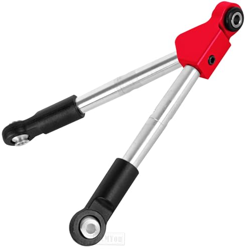 RC 7075 Aluminum Front Tie Rods w/Stabilizer Upgrades Part for 1/10 Slash 4x4 lcg,7075 Aluminum Alloy Front Tie Rods Hop Ups,Red - color: Red - (Upgrades)