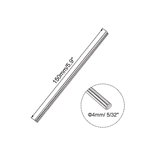 uxcell 4mm x 150mm 304 Stainless Steel Solid Round Rod for DIY Craft - 5pcs - size: 150mm