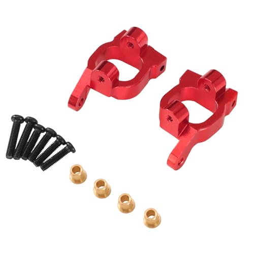 6061 Aluminum C-Hubs Caster Blocks with Brass Bushings for WL 144016 144001 1/12 124017 for jjrc C8803 RC Car Upgrade Parts (Red) - color: Red