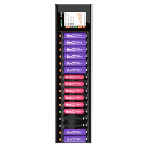 Fast Battery Charger for AA AAA NiMh/NiCd/NiZn Rechargeable Batteries, Smart Mini Z Charging Station with LCD Display, Discharge/Activation/Analyzer, Adjustable Current (16-Bay) - size: 16-bay