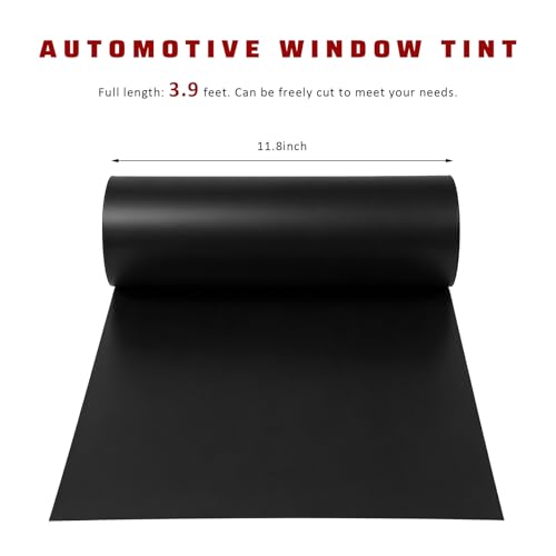 Car Light Tint Film, 12" × 48" Waterproof Headlight Vinyl Wrap Film Includes Squeegee & Cutter, Self-Adhesive Air-Release Wrap for Fog Lights, Taillights, and Headlights (Matte Black) - color: Matte Black