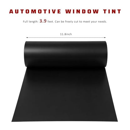 Car Light Tint Film, 12" × 48" Waterproof Headlight Vinyl Wrap Film Includes Squeegee & Cutter, Self-Adhesive Air-Release Wrap for Fog Lights, Taillights, and Headlights (Matte Black) - color: Matte Black