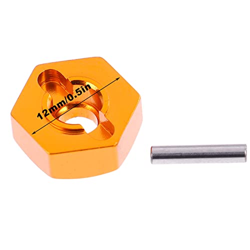 kingsea RC Front & Rear Aluminum Wheel Hubs Hex Driver Adapter 12 mm Upgrade 7154 Compatible with Traxxas 4x4 Slash E-Revo Summit 1/16 Truck Car - color: Orange