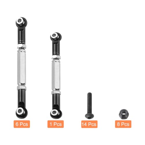MECCANIXITY Adjustable Turnbuckles Camber Link Linkages Aluminum Alloy RC Car Steering Pull Rod Servo Linkages Tie Rod for 2WD 1/10 RC Car Crawler（Black） - color: Black