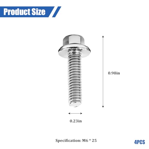 4PCS M6 x 25mm Car Mounting Bolt Screws Kit, OEM#W706175S43 | 304 stainless steel construction, replacement screw design, compatible with F-600 super duty E-350, car accessories - size: M6*25