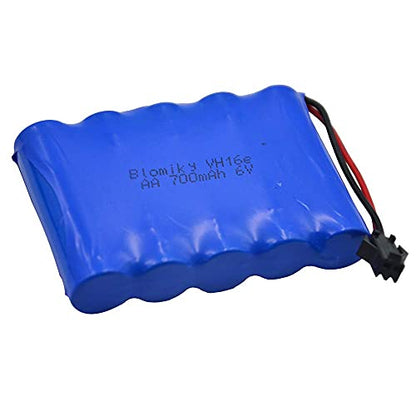 Blomiky 2 Pack 6.0V 700mAh Ni-CD AA Rechargeable Battery Pack SM2P Plug and 2 USB Cable Fit for Old Version 11.5Inch Amphibious Stunt RC Cars Vehicles / 6V 700mAH and USB 2