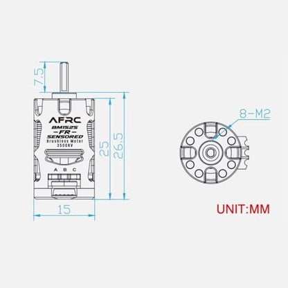 1525 3500KV Sensored Brushless Motor Shaft Diameter 2MM for 1/27 1/28 Mini RC Car (Black)