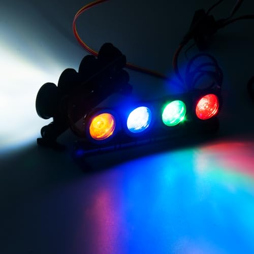 SCX10 TRX4 LED Light Bar LED Lamp Kit 4 LEDs Body Shell Roof Lights | RC Crawler LED Light Bar Kit Roof Spotlight Light for TRX4 SCX10 90027 SCX10 II 90046 D90 1/10 RC Car (Multicolor) - color: Multicolor