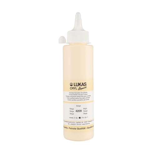Lukas Cryl Liquid Soft Body Acrylic Paints for Painting - Professional Low Viscosity - 250 ml Bottle Beige - color: Beige