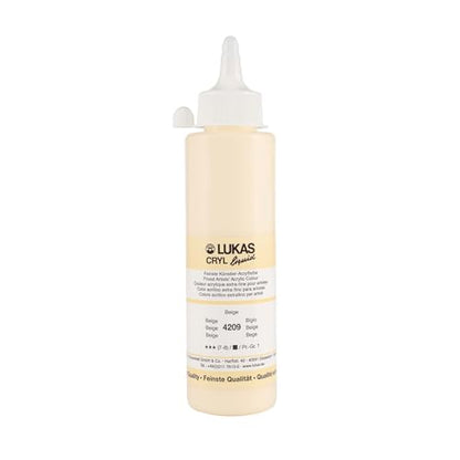 Lukas Cryl Liquid Soft Body Acrylic Paints for Painting - Professional Low Viscosity - 250 ml Bottle Beige - color: Beige