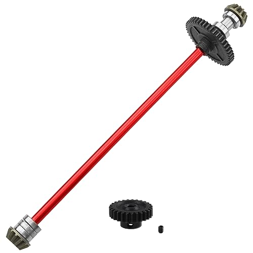 ShareGoo Metal Gearbox Housing Differential Cover & Differential Gear Set & Central Drive Shaft Compatible with WLtoys 144010 144001 144002 1/14 RC Car Upgrade Part (Red) - color: Red