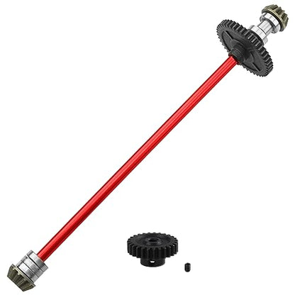 ShareGoo Metal Gearbox Housing Differential Cover & Differential Gear Set & Central Drive Shaft Compatible with WLtoys 144010 144001 144002 1/14 RC Car Upgrade Part (Red) - color: Red