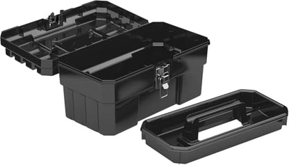 Akro-Mils 14-Inch Plastic Toolbox with Removable Tray, Steel Latch & Padlock Eye, Industrial-Grade Tool Box for Tools, Crafts, First Aid & Hobby Supplies, 14" x 8" x 8", Made in USA, Black (09514) - color: Black, size: 1-Pack