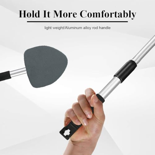 Windshield Cleaning Tool, Car Window Cleaner, Windshield Cleaner with 4 Washable Reusable Microfiber Pads and Extendable Handle, Auto Glass Wiper Cleaning Kit Universal for Car (Gray) - color: Gray