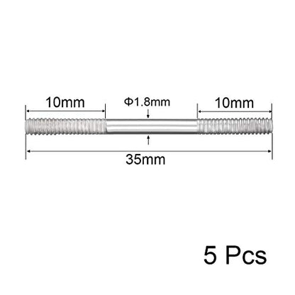 uxcell M2x35mm Pushrod Connector Stainless Steel Rod Linkage,for RC Boat,Car,Airplane,Helicopter,5pcs - size: M2x35mm